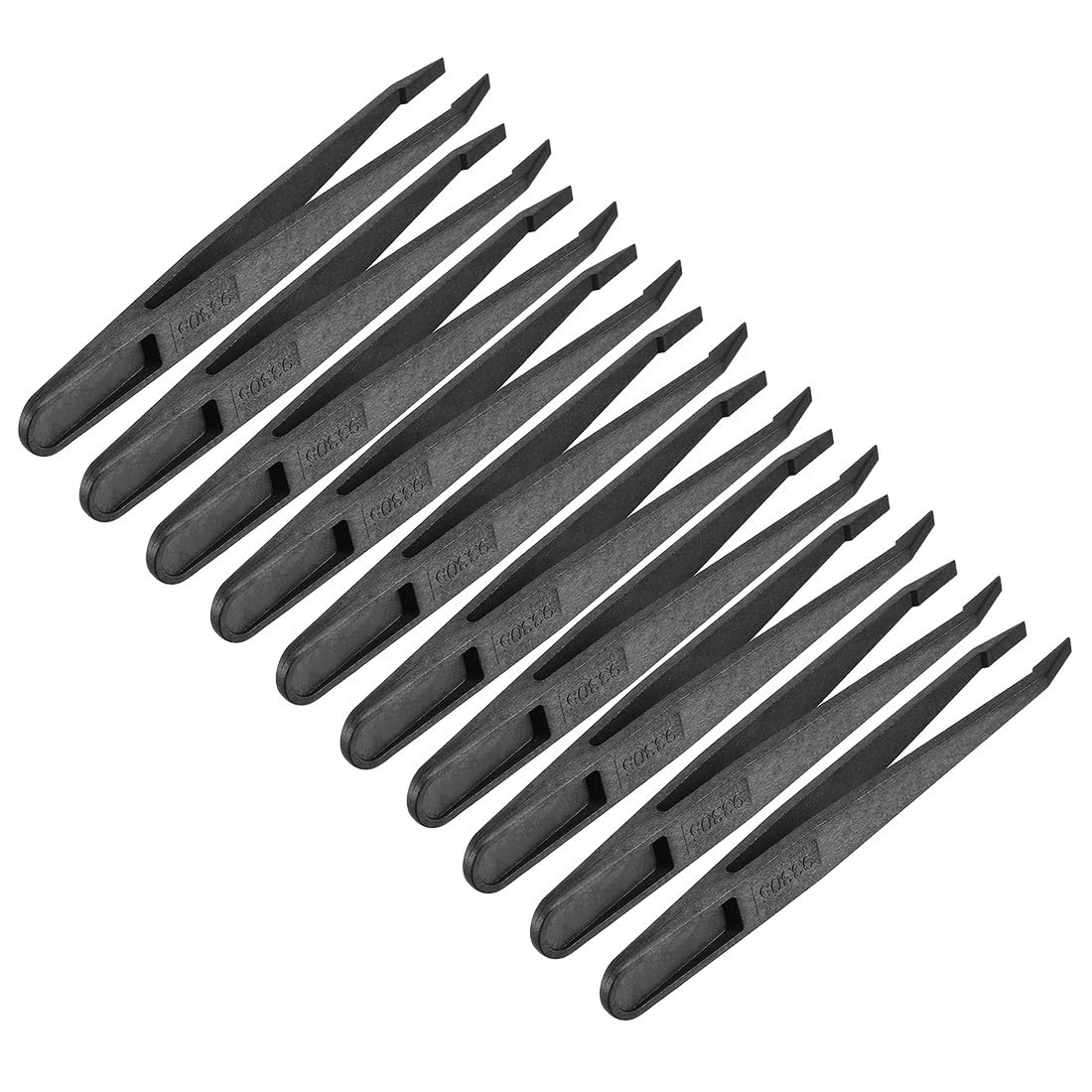 #US Black Plastic Slant Tip Anti-static Tweezers 4.7" Length 10pcs