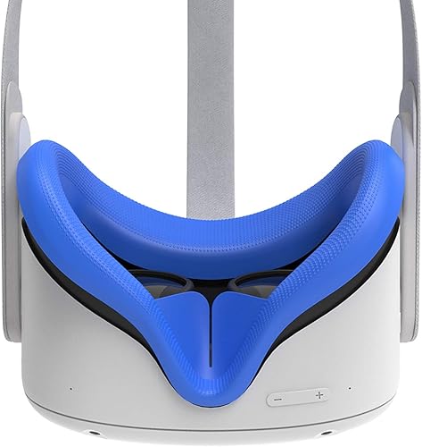 AMVR - Funda facial para Quest 2, máscara facial de silicona a prueba de sudor y cojín facial para auriculares Quest 2 VR, lavable, ligera,
