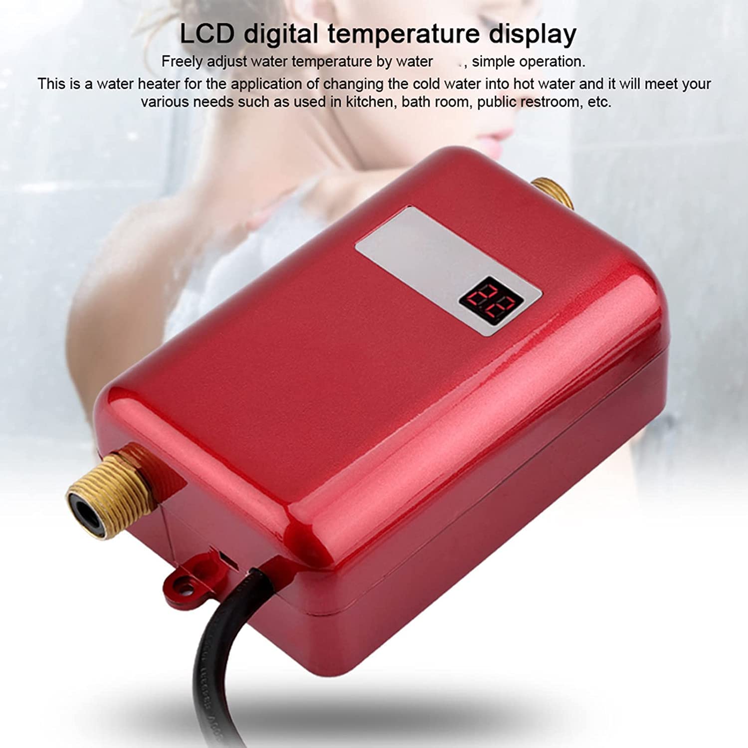 Amazon.com: GQU 110V Mini 3000W Electric Tankless Water Heater with LED  Digital Display, Instant Hot Water Heating Under Sink Plug in Water Heater  for Home Kitchen Bathroom Washing
