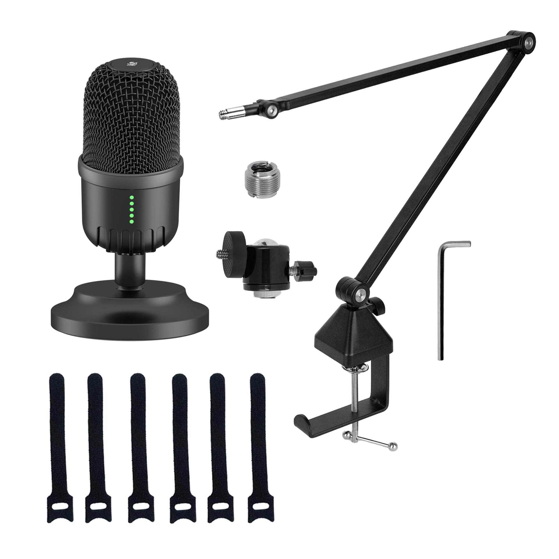 Kreo Rec Condenser Microphone with Rod V2 Boom Arm |Condenser Mic for Podcast | Type-C & USB Mic for Professional Audio & Youtubers Video Recording with Crystal Clear Sound