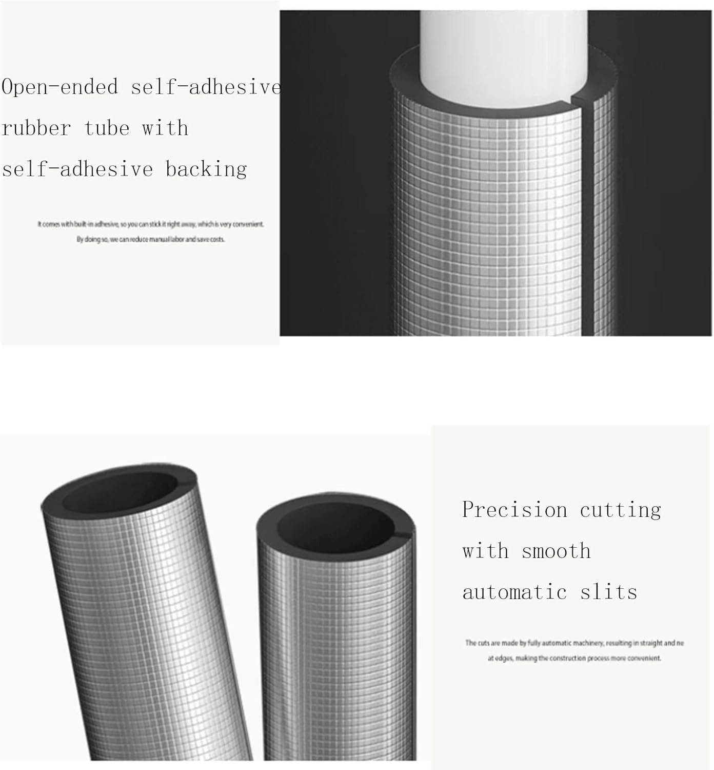 Rubber-Plastic Pipe Antifreeze Insulation Sleeve, Fireproof Insulation Cotton, for Cold and Hot Water Pipes(114mm*20mm*1m)