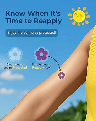 Miniatura 2 de Paquete de 80 calcomanías de detección UV para protector solar de verano  Puntos de protección solar UV calcomanías para niños adultos  Impermeable