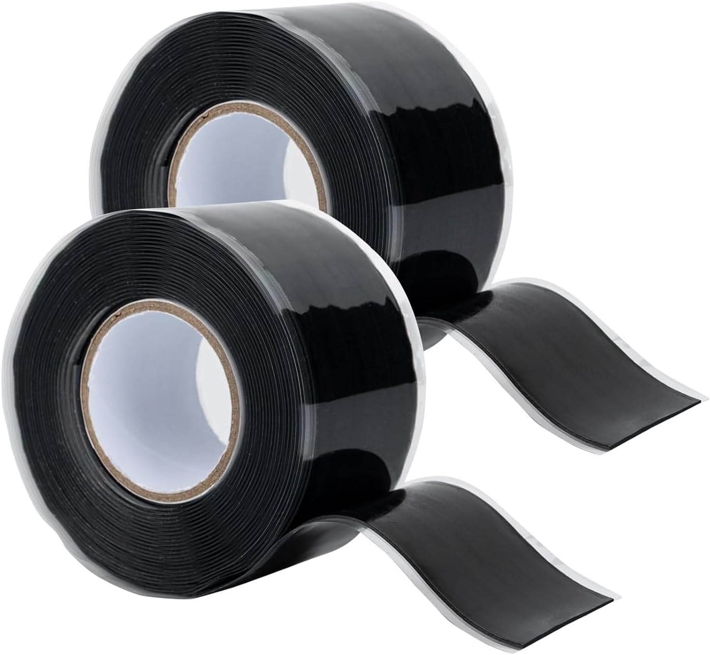 Odluzy 2 Rolls Self Fusing Silicone Tape, Waterproof Rubber/Water Hose Leak Seal/Rescue Tape, Pipe Plumbing Hose Repair Tape for Cable Insulating Strech Wrap Seal Black, Grip Tape(1 inch x 10 ft)