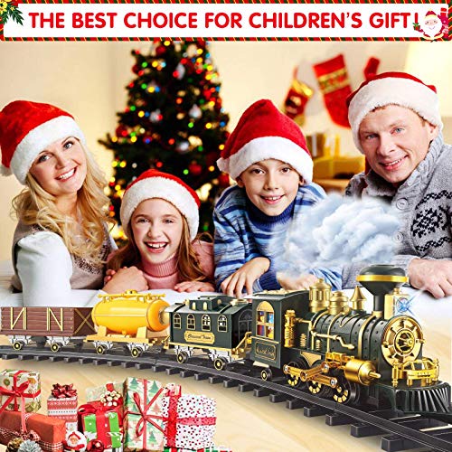 Chylldem 2020 New Electric Train Set with Remote Control, Smoke, LED Lights, Sound, Christmas Train Toy for Boys & Girls, Dinosaur Train Tracks Set, Dinosaur Toy, Gifts for Kids & Teens, 3+ Year Old - Thumbnail 4