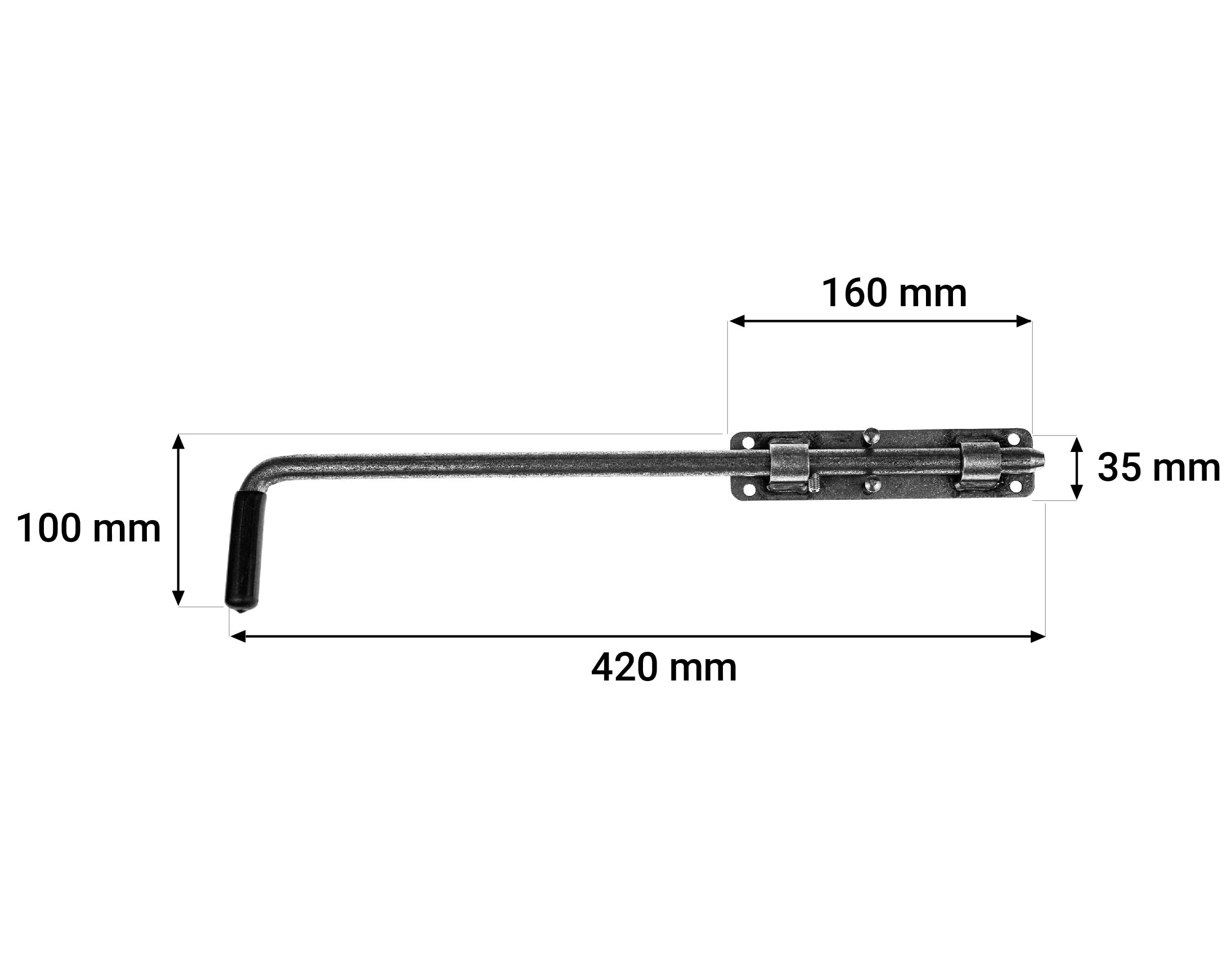Torriegel Unbemalt 420 mm | Türriegel Bolzenriegel für Garagentore Pforten Gartenlaube (3 Stück)