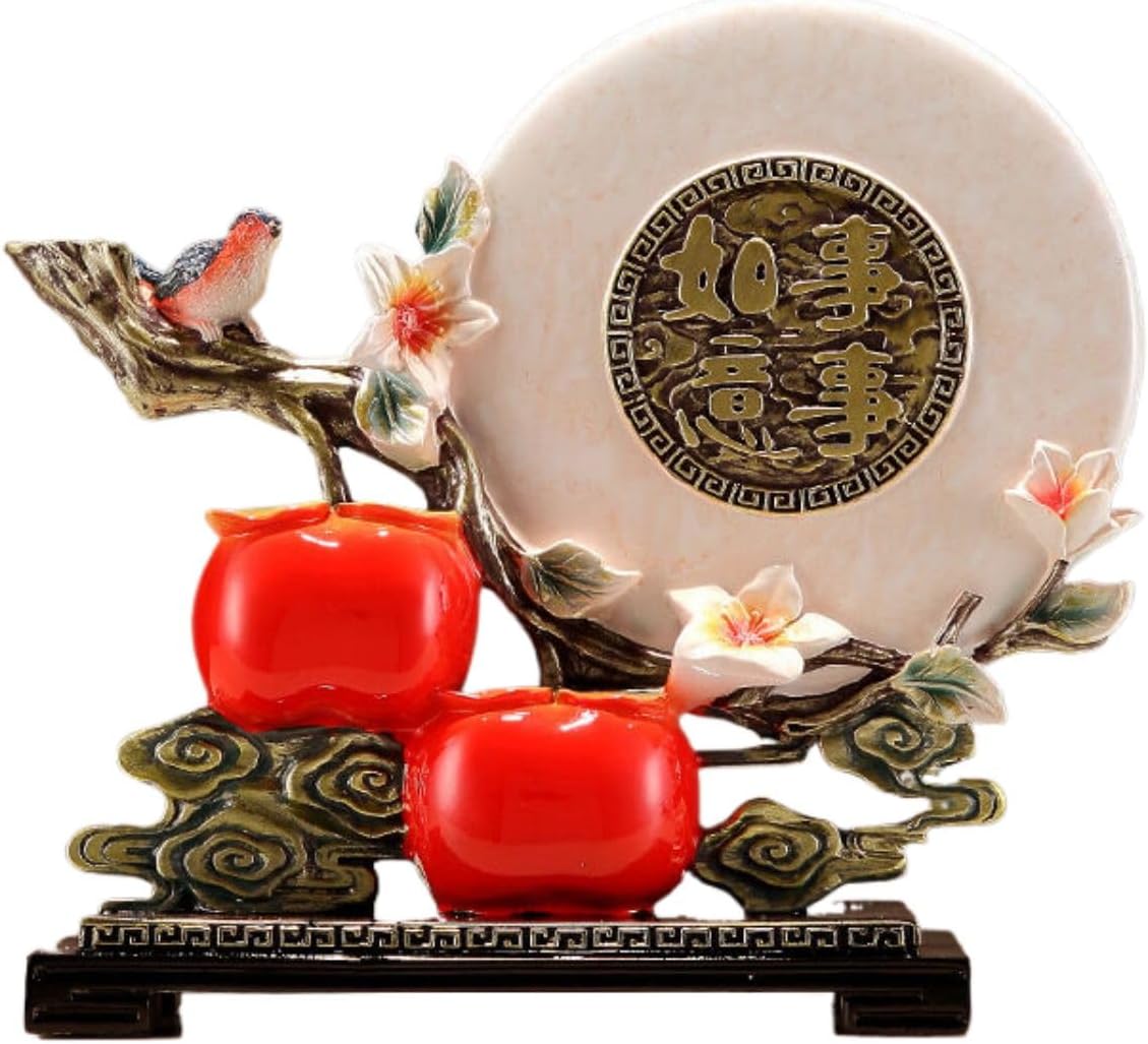 柿子摆件 Feng Shui Figurine Home Office Decor Chinese Gifts 柿柿如意创意新中式酒柜装饰摆件 Feng Shui Figurine Home Office Decor Chinese Gifts 结婚乔迁礼物寓意好摆设 9284