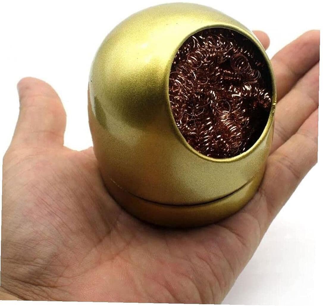 Generic Soldering Tip Iron Cleaner 2pcs Soldering Tip Cleaning Ball and 1pcs Base for Cleaning Solder Irons and Tips Easy to Work, Silver