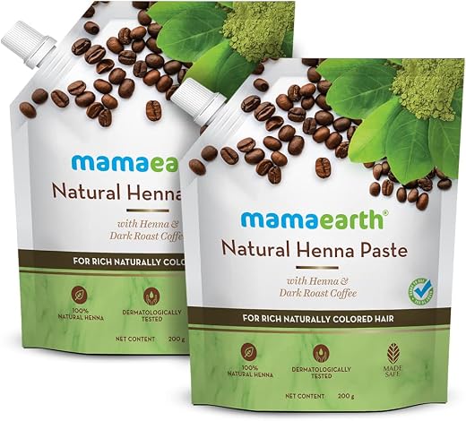 Mamaearth Natural Henna Paste | With Henna &amp; Dark Roasted Coffee | For Rich Naturally Colored Hair | Ready To Apply | Impa...