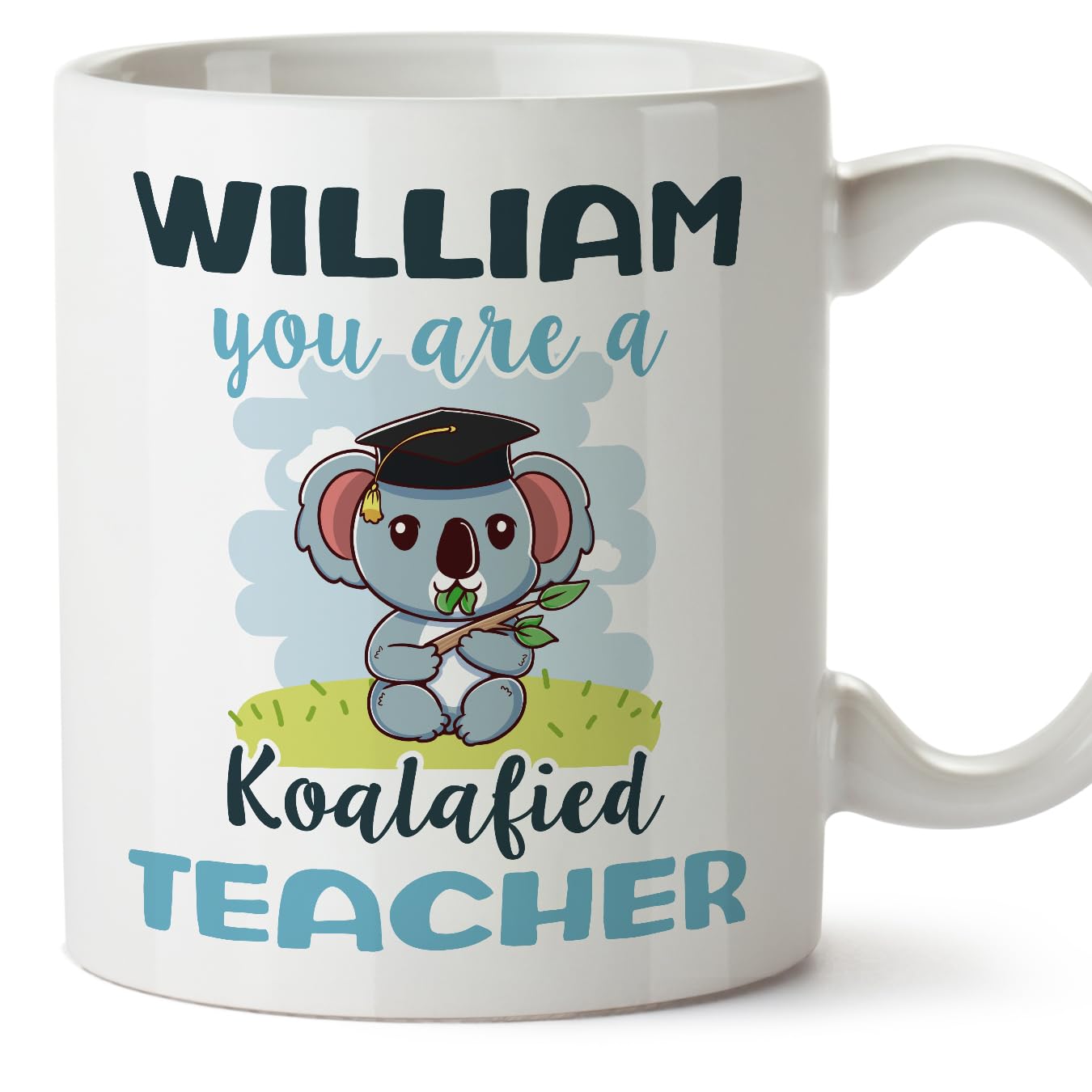 MUGFFINS Personalised Mug for Teacher man - in English - Custom Koalafied - Funny Custom Gift for Colleagues - Ceramic 11oz Mug โ image 1