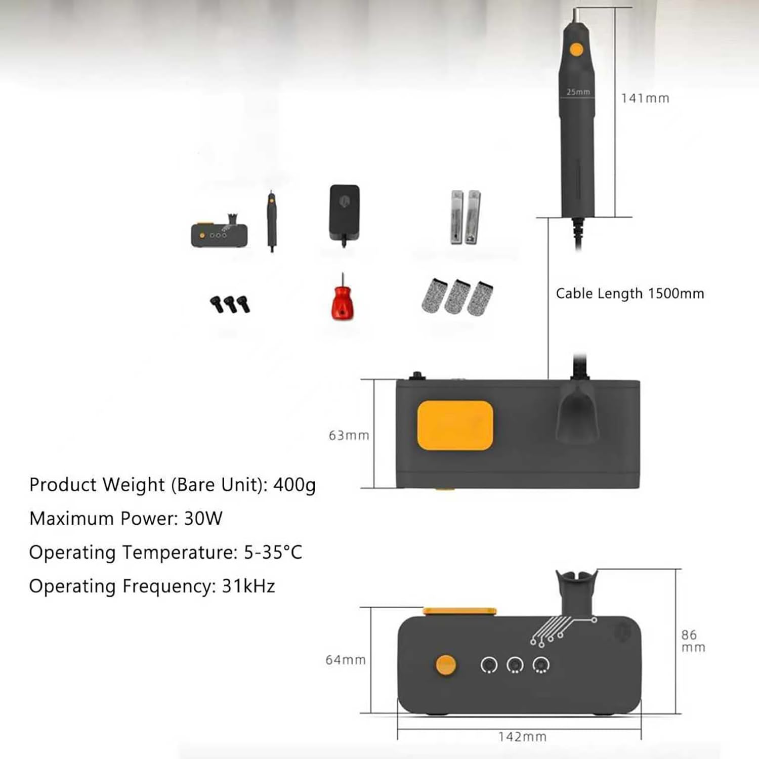 Cuchillo Cortador Ultrasónico, Cuchillo Eléctrico Ultrasónico Para Tallar, 3 Niveles De Potencia Ajustables, Compartimento Integrado Para Guardar La Cuchilla, Para Refinar Impresiones, Modelos 3D, PVC