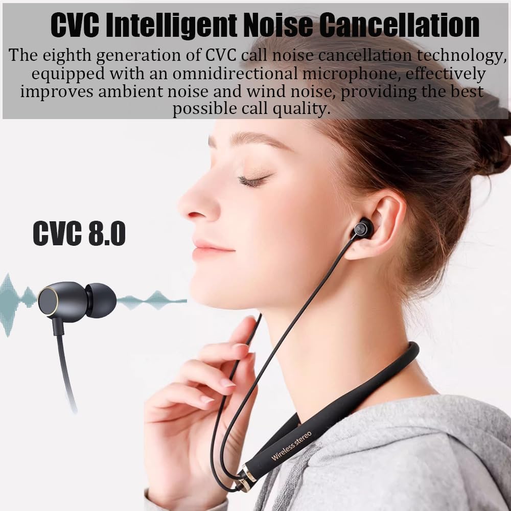 Neckband Headphones in-Ear Wireless Earbuds 18 H Playtime Stereo Deep Bass Wireless Magnetic Waterproof Around in Ear Headset Immersive Bass for Home, Traveling, Outdoor, Business Trips