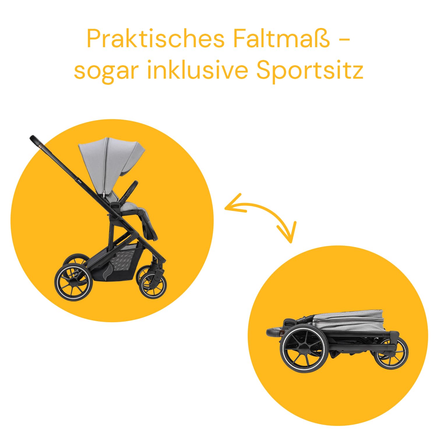 OSANN - Poussette pour bébé/enfant Juntos Gris clair - 0-22 kg - 53,5 x 104,5 x 97,5 cm - Compacte, nacelle avec matelas ou siège sport - pare soleil, housse de pluie - compatible siège auto