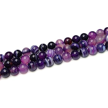 Amazon 福縁閣 縞瑪瑙 パープル 10mm １連 約３８cm R5115 10 天然石 パワーストーン ビーズ ジュエリー 通販