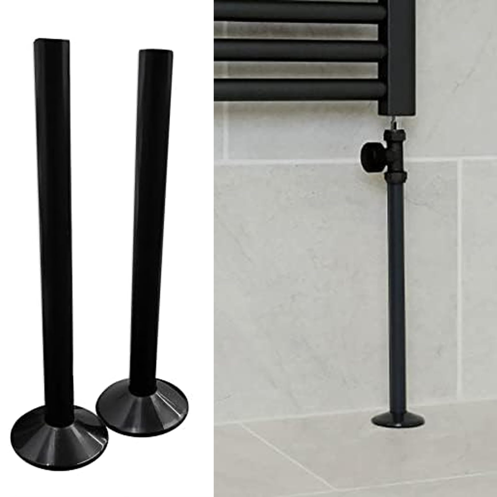 Cache-tuyaux Radiateur 15 Mm - Lot De 4, Longueurs 200/300/500 Mm, Blanc/noir, Facile à Couper - 4