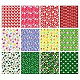 Aodaer 12 Pieces Valentine's Day Easter St. Patrick's Day Fat Quarters Heart Eggs Rabbit Shamrock...