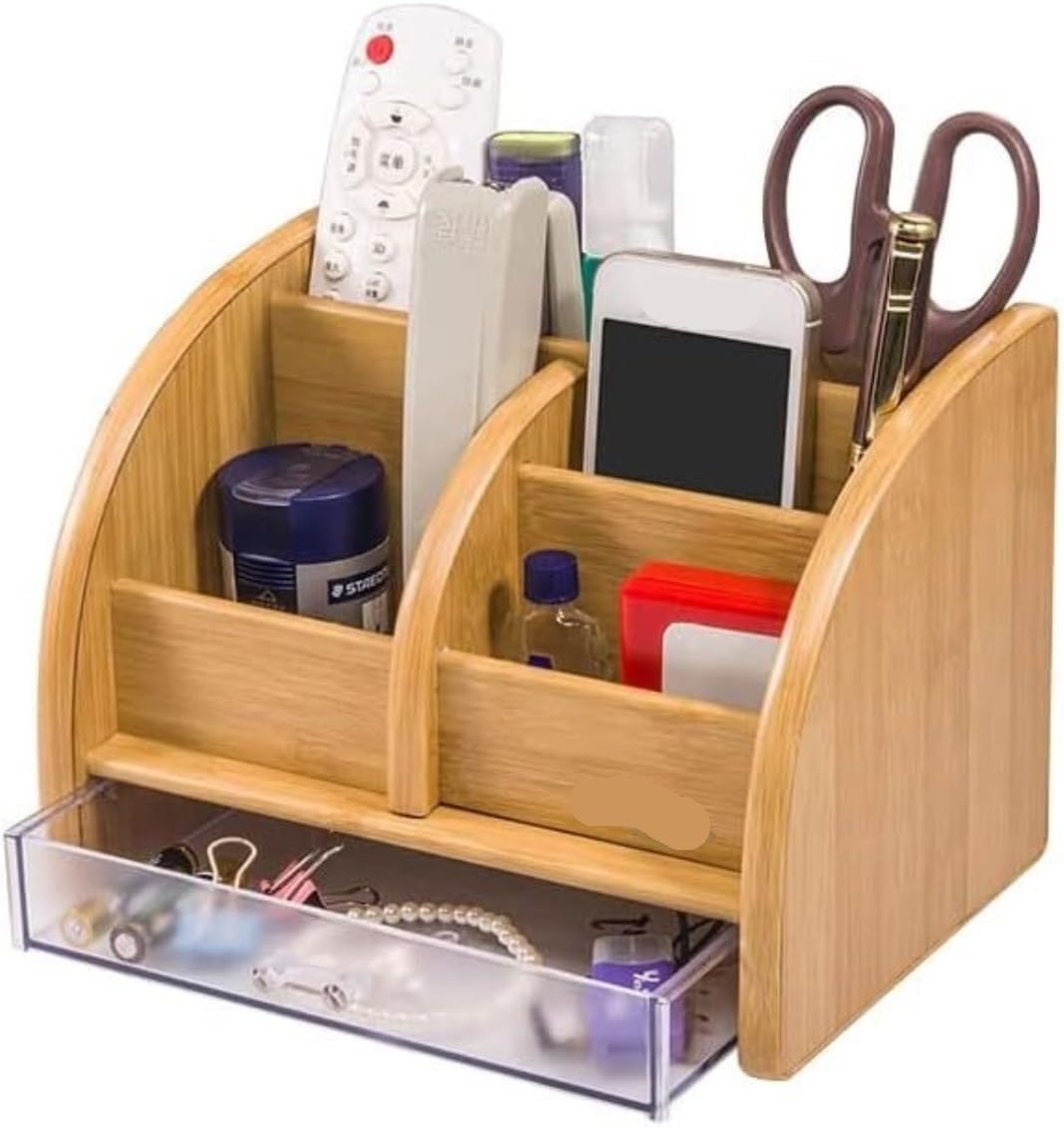 Organizzatore Scrivania Versatile Supporto per Portapenne Mobile per Organizer da Scrivania in bambù per La Scuola della Del'ufficio Domestico per Casa Domestico(20.5 * 14.8 * 15cm)