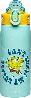 Zak Designs SpongeBob SquarePants Sage Kids Water Bottle For School or Travel, 19oz Stainless Steel Water Bottle With Straw, Handle, and Leak-Proof, Pop-Up Spout Cover (SpongeBob and Patrick)