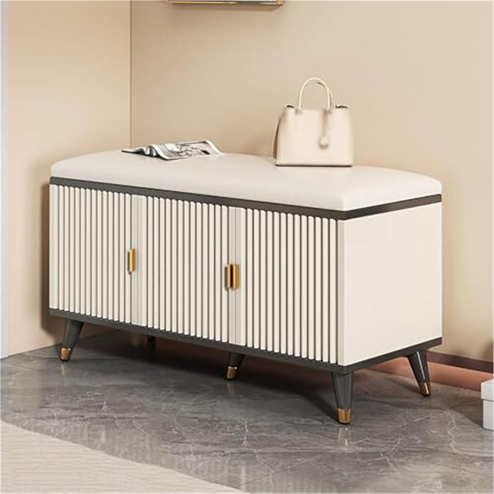 GHFXSCV Wooden Shoe Rack with Bench - Entryway Shoe Cabinet & Storage nizer for Bedroom, Hallway, Living Room, and Dorm Room