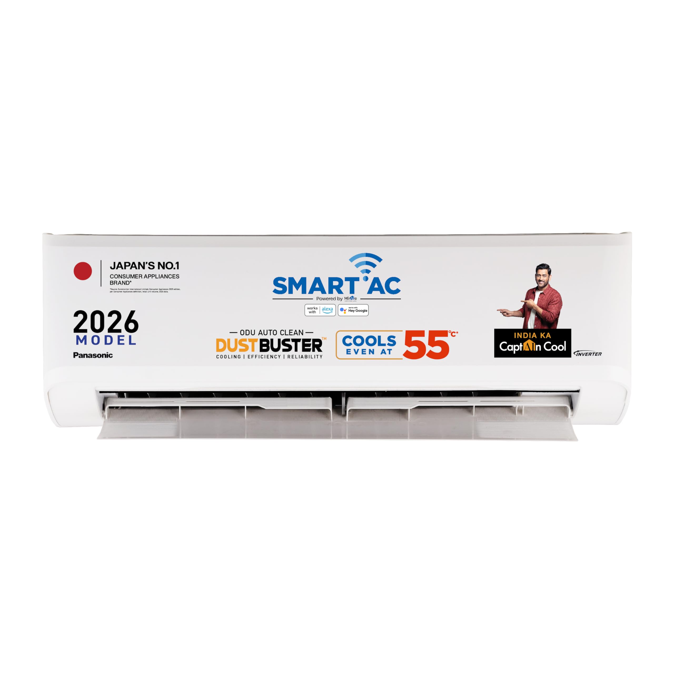 Panasonic 1.5 Ton 3 Star Premium Wi-Fi Inverter Smart Split AC (Matter/MirAIe, AI, DustBuster, 55°C Oper., Copper Condenser, 8in1 Convertible, 2-Way, PM0.1 Filter, CS/CU-SU18BKY3W, 2026 Model, White)
