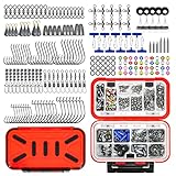 GOANDO 238pcs Fishing Accessories Kit Fishing Tackle Box Including Fishing Hooks Fishing Weights Beads Split Shot Fishing Gear for Bass Trout Salmon Fishing Gifts for Men