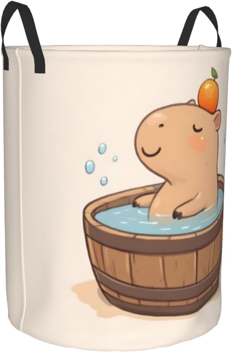 Cute Capybara Laundry Basket Round With Handle, Bedroom Hamper Collapsible Storage Bin Dirty Clothes Bag Organizer For Home Bathroom Nursery, 19.6''X15.7''