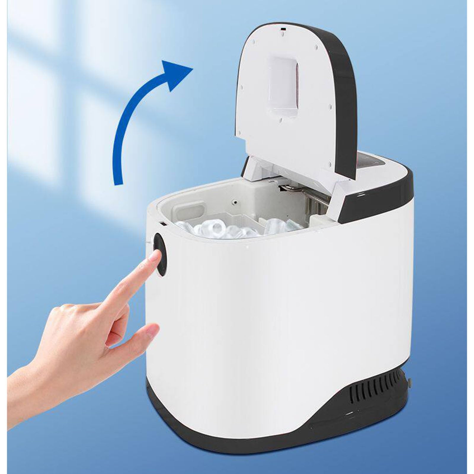 Fabbricatore Ghiaccio Domestico,Produttore Ghiaccio Banco,Sensore Infrarossi,9 Cubetti Proiettile Erogati Insieme,Risparmio Energetico E Silenzioso,Ideale per Case,Cucine,Dormitori(D)