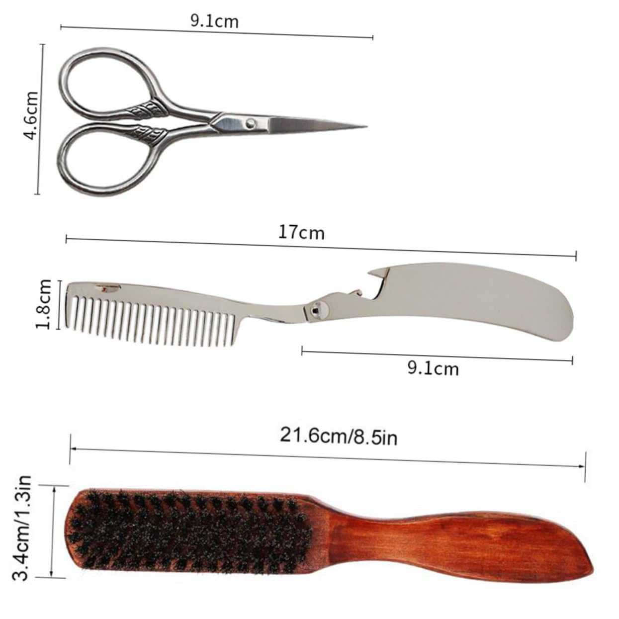 Beavorty 3sätze Beard Care Set Tragbares Teiliges Bartpflege-set Mit Bartbürste Und Stoffbeutel Für Herren Einfach Zu Verwenden Transportieren Für Bartpflege