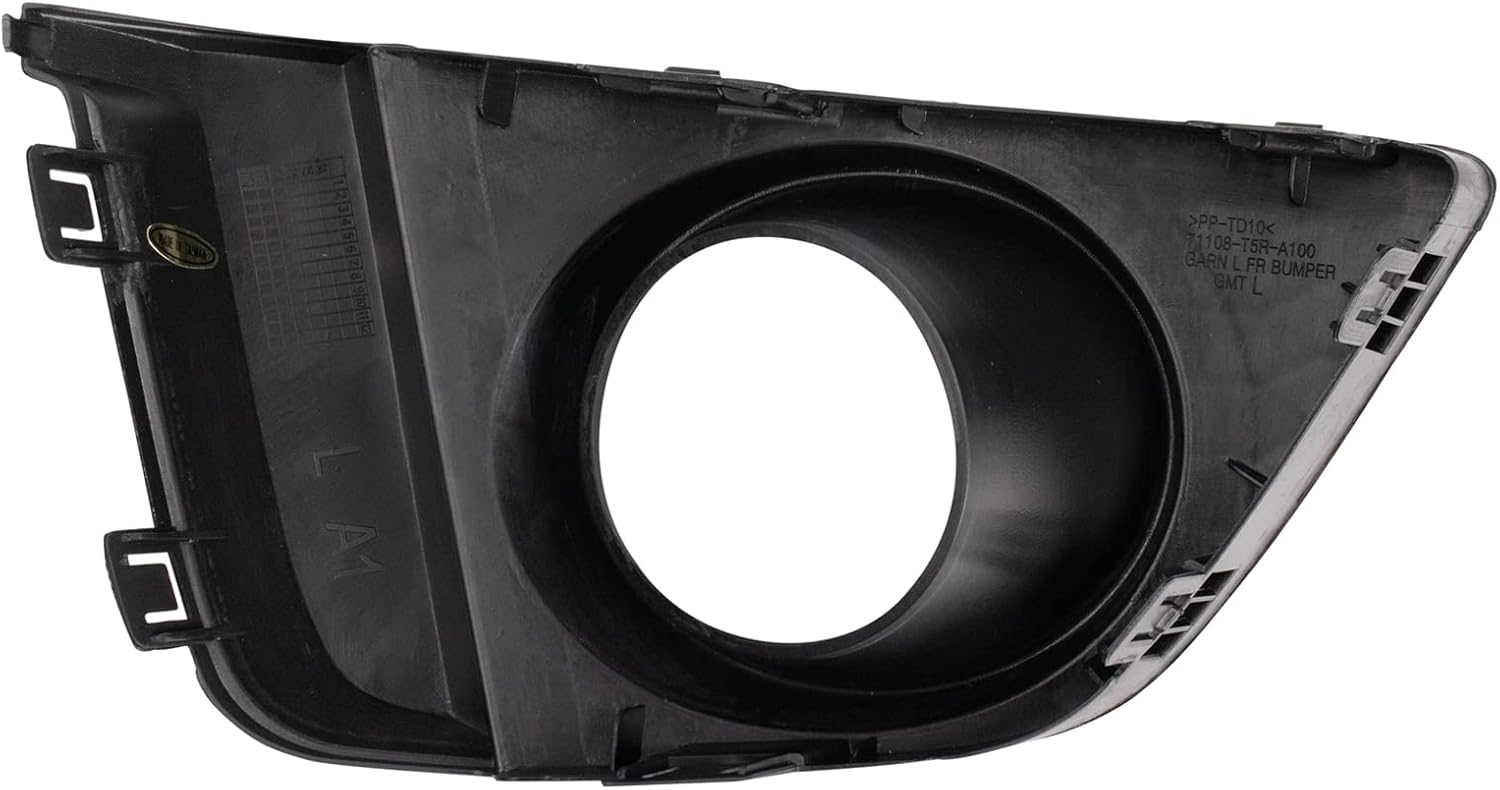 TRQ Front Left Fog Light Bezel Black Drivers Side Compatible with 2015-2017 Honda Fit HO1038119
