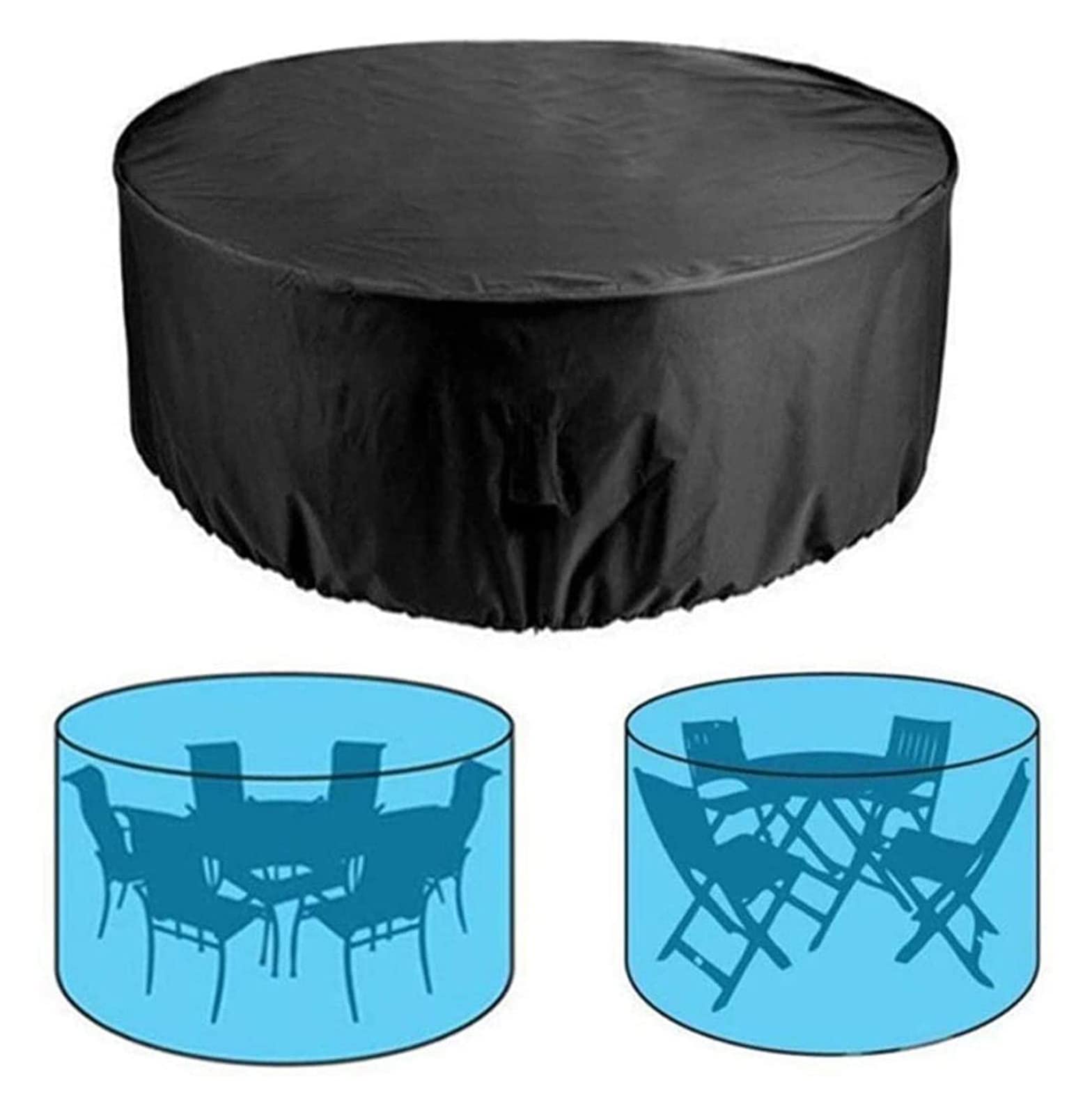 Gartenmöbel-Abdeckung Wasserdicht, Terrassenmöbel-Abdeckung Runde Gartentisch-Abdeckung Sonnenschutz Staubdicht Verschleißfeste Schutzhülle (Color : Black, Size : 100X90cm) (Black
