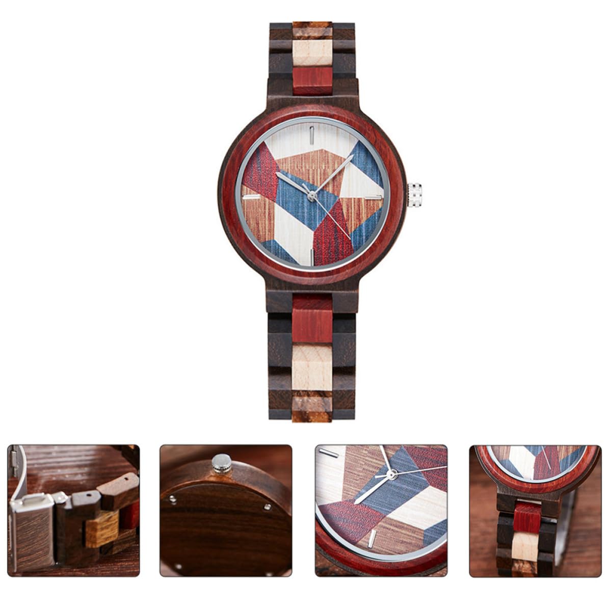 Toyvian Reloj de Cuarzo de Madera, Reloj de Pulsera Informal, Diseño de Madera Único, Vidrio, Precisión Horaria y Ahorro de Energía, para Parejas y Familiares, Obsequio de Fiesta