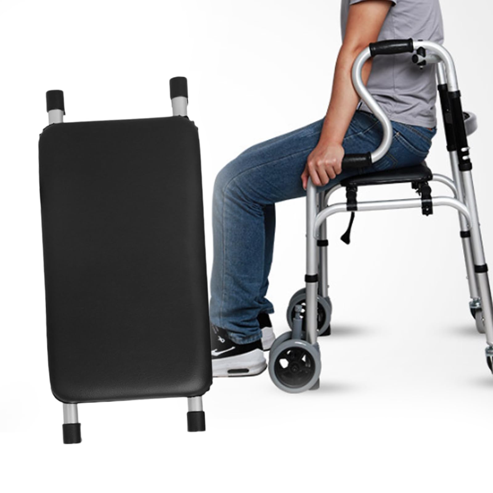 Sedile pieghevole per deambulatore attaccabile - Sedile regolabile per deambulatori, altezza 20"–24", supporta fino a 250 libbre