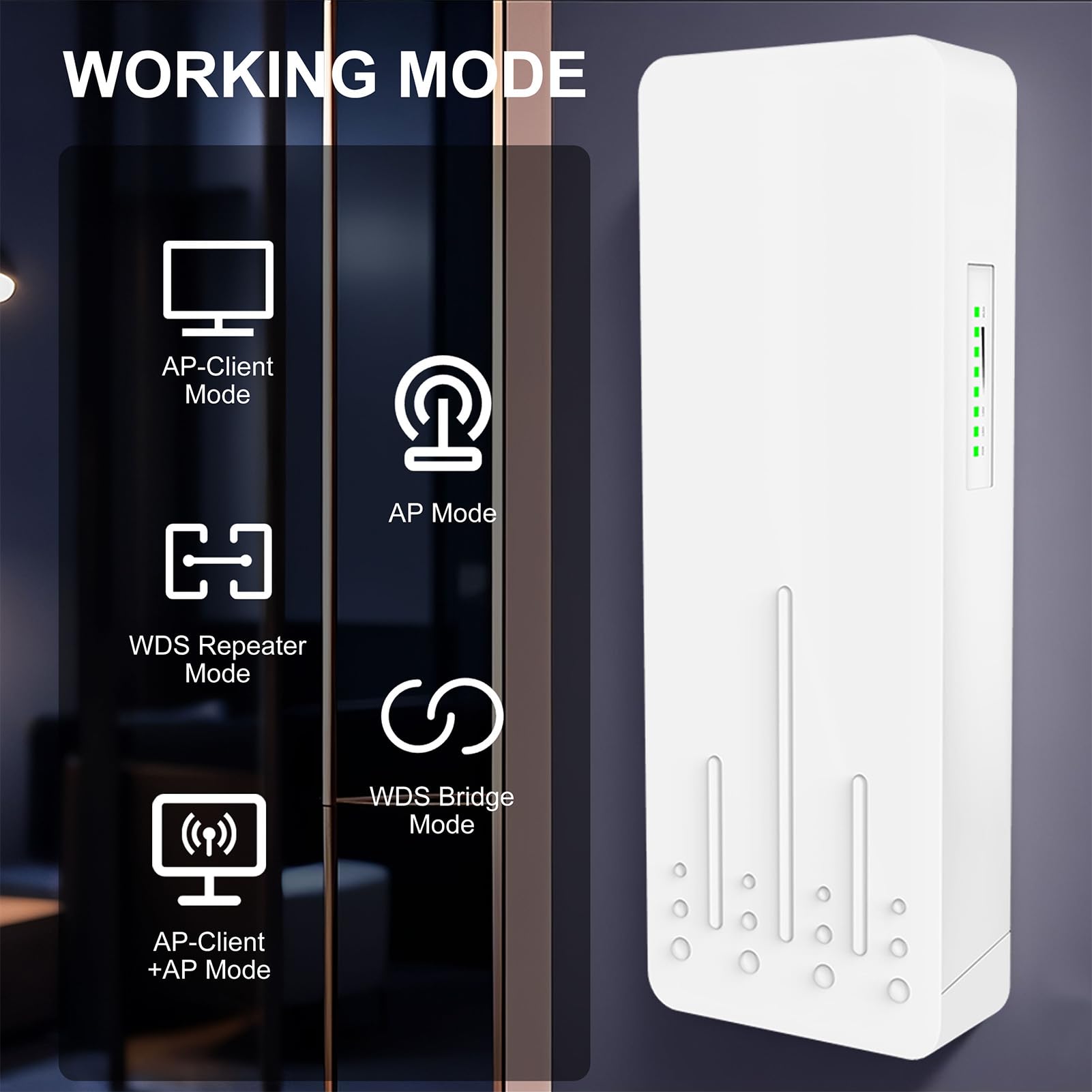 Luocute Pont sans Fil Haute Puissance 900 M, Pont WiFi de Transmission Longue Portée 5,8 GHz 5 Km avec 2 Ports Ethernet Gigabit, pour Les Sites de Construction de Fermes à Distance (Prise UE)