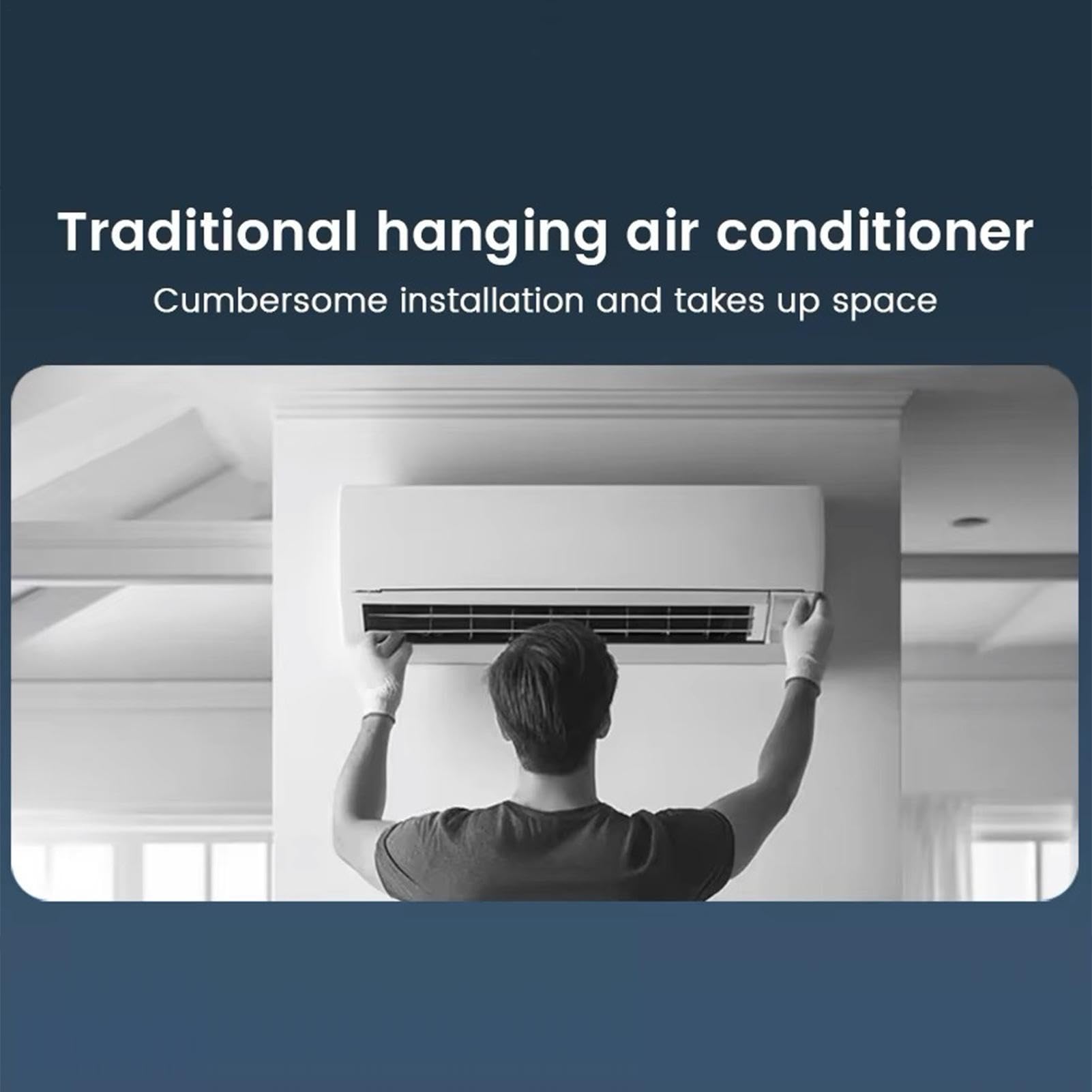 Ventilador de refrigeración de aire de pared portátil, Enfriador de espacio sin perforación, recargable por USB de velocidades, para el hogar, cocina, dormitorio, gimnasio, baño, RV