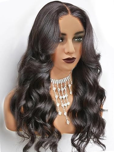 Miniatura 6 de Ying Guan Pelucas de cabello humano ondulado con encaje frontal de 4 x 4, cierre de encaje para mujeres negras, cabello humano prearrancado con
