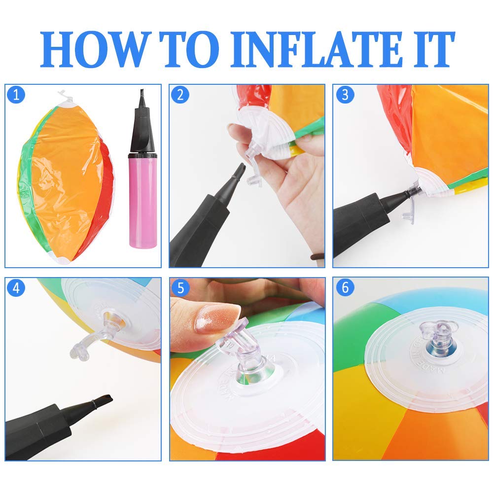 Lot De 6 Ballons Gonflables Arc-en-ciel – 23 Cm, PVC Anti-fuite, Pour Plage, Piscine, Fêtes, Multicolore
