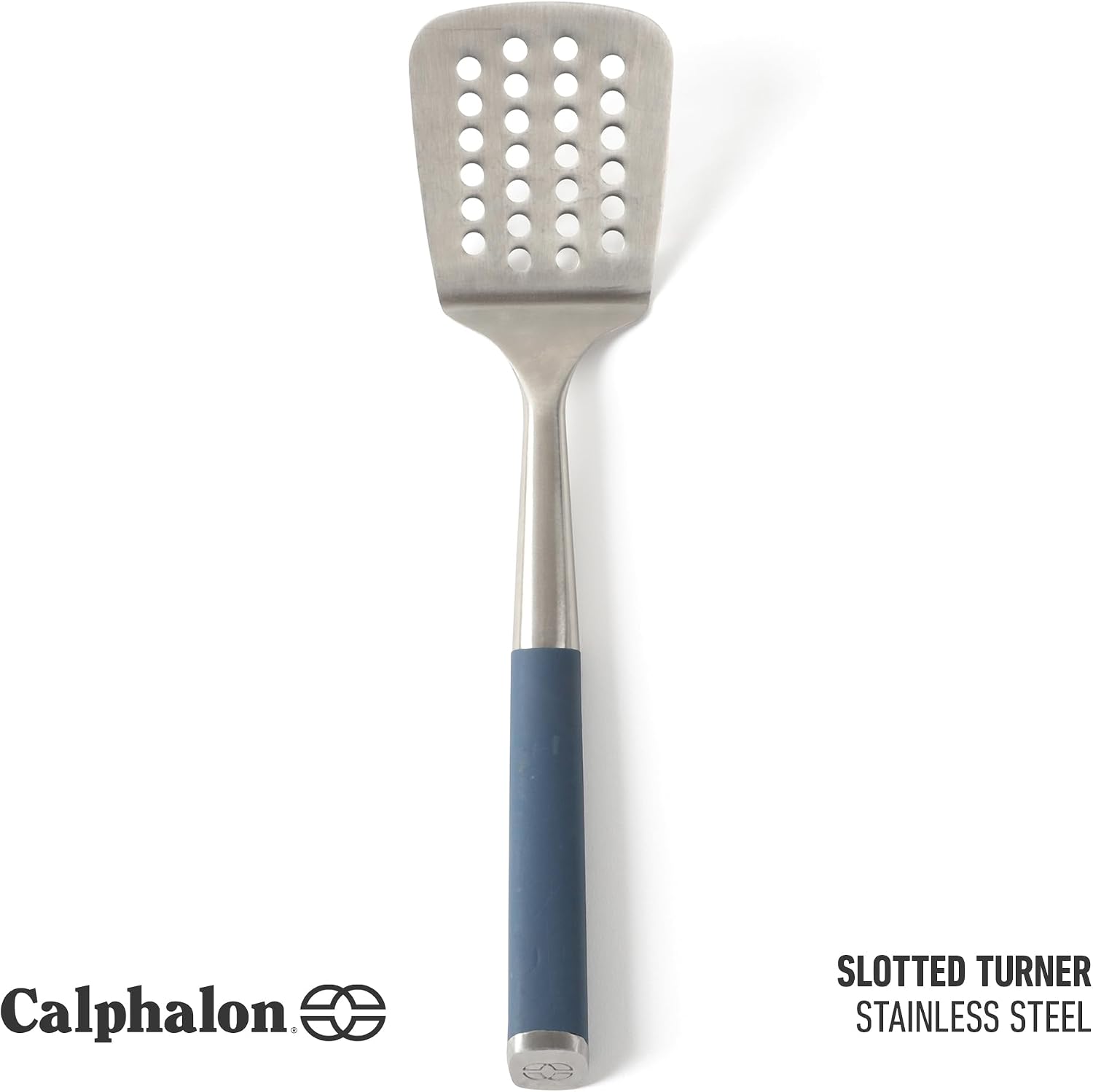 Calphalon Slotted Turner, Kitchen Flipping Spatula, Slotted Spatula, Stainless Steel Turner with Silicone Heat Resistance Handle, Nonstick-Safe Spatula for Draining and Flipping (Navy) image 2