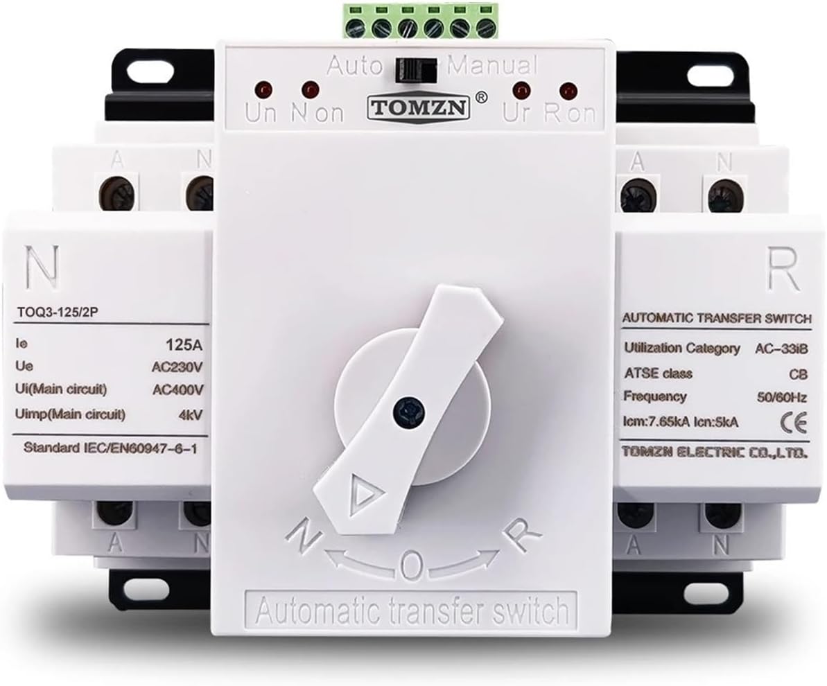 2P 125A 230V Type Dual Power Automatic Transfer Switch TOQ3-2P/125 PV Generator