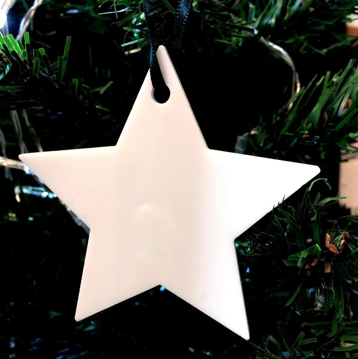 Pack of Ten White Star Acrylic Christmas Tree Decorations