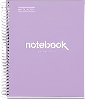 Miquelrius - Cuaderno A5, Notebook Emotions, 80 Hojas de 90 g/m², Libreta Puntos (Dots), 1 Franja de Color, Espiral Microp...