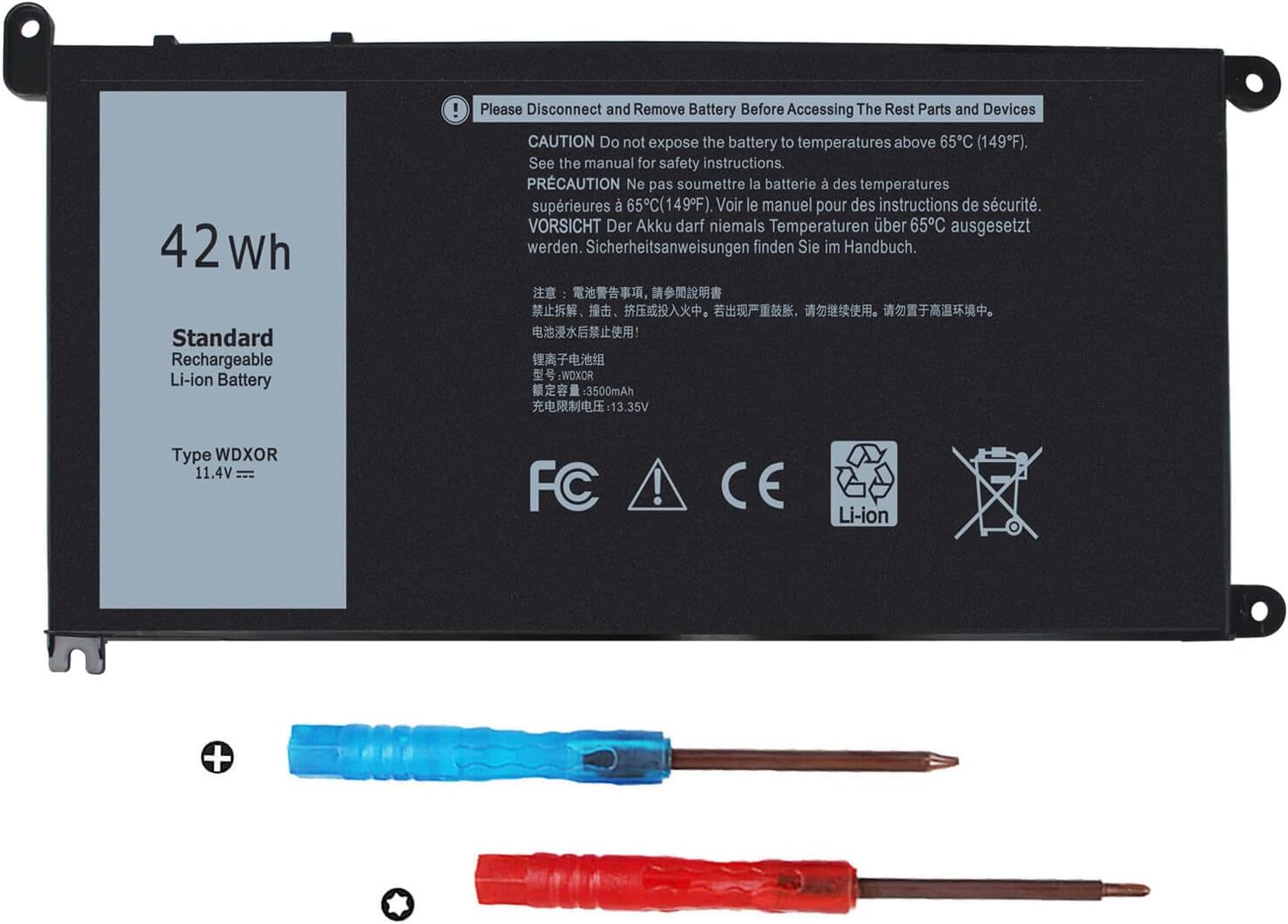Dell Vostro 5471 3-cel 42WHR Laptop Batterijtype WDX0R onderdeelnummer FW8KR Y3F7Y