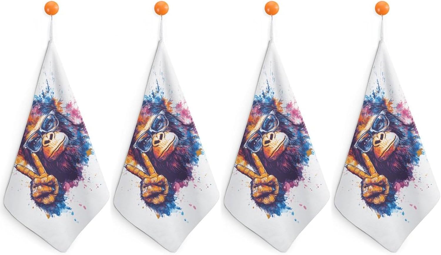 Peace Sign Bigfoot Sasquatch Towel Hand Towels Decorative Towel for Bathroom Kitchen Shower Gym 4PCS