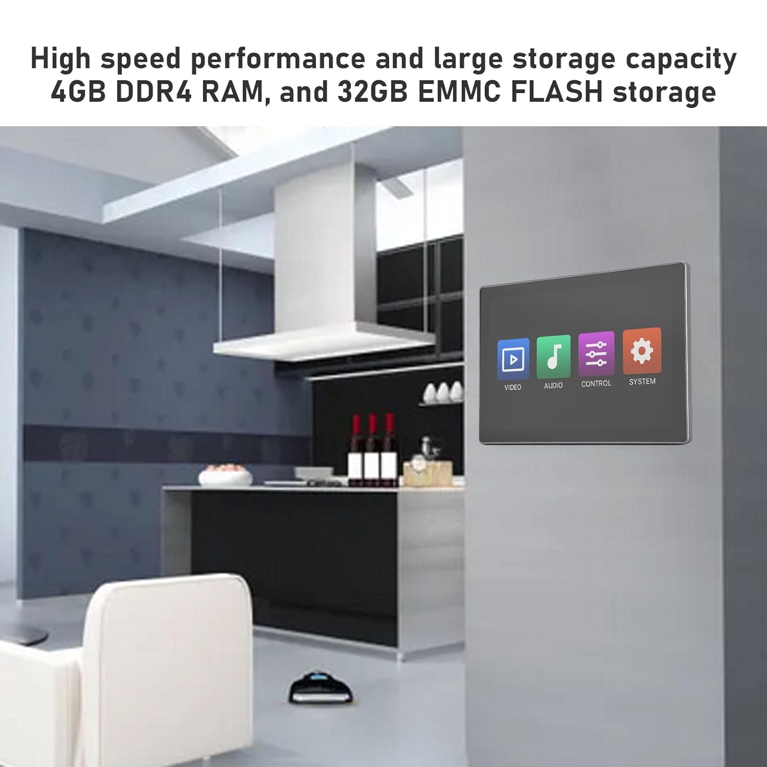 Smart Home Control Panel,10 Inch Smart Screen,Smart Life Devices, Manage and Control Home Devices,Cordless BT Smart Home Control Panel for Android 11 (US Plug 100‑240V)