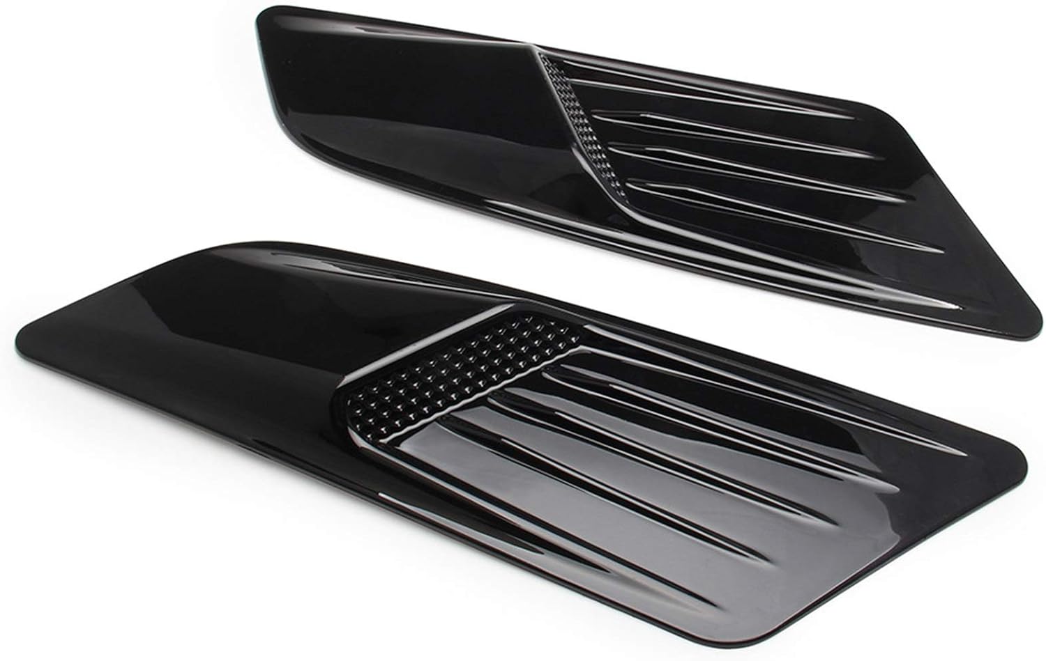ABS Car Hood Vent, 2 Car General Decorative Air Intake Scoops, Turbo Hood Exhaust Hood (Color : Carbon Fiber Color) (Black)