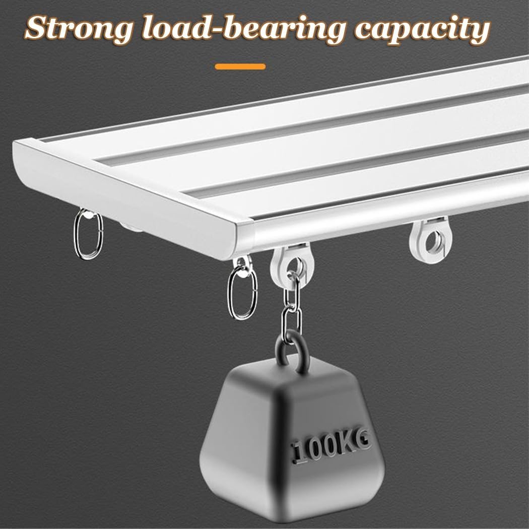 2-Track Ceiling Curtain Track Set Mute Curtain Rail Heavy Duty Aluminium Ultra Slim Ceiling Rail For Living Room Bedroom Room Divider Drapery Rods(White,70CM (2.29FT))