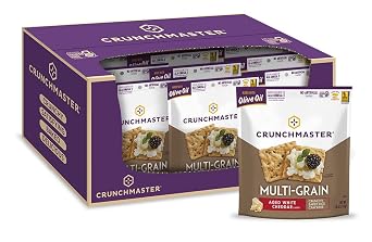 Crunchmaster Multi-Grain Crackers, Aged White Cheddar, 4 Ounce Pack of 12