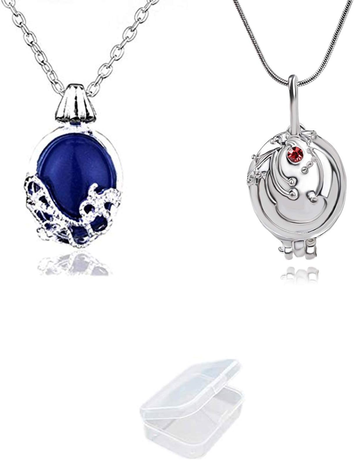 UoYu 2 Pcs The Vampire Diaries Elena Gilbert Opening Vervain Locket Pendant Necklace and Daywalking Katherine Necklace Pendant Charm Necklace-Royal Blue with Transparent Box