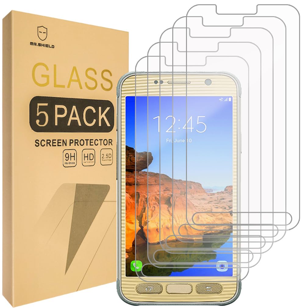 Mr.Shield [5-PACK Designed For Samsung Galaxy S7 Active (Not Fit For Galaxy S7) [Tempered Glass] Screen Protector [0.3mm Ultra Thin 9H Hardness 2.5D Round Edge] with Lifetime Replacement