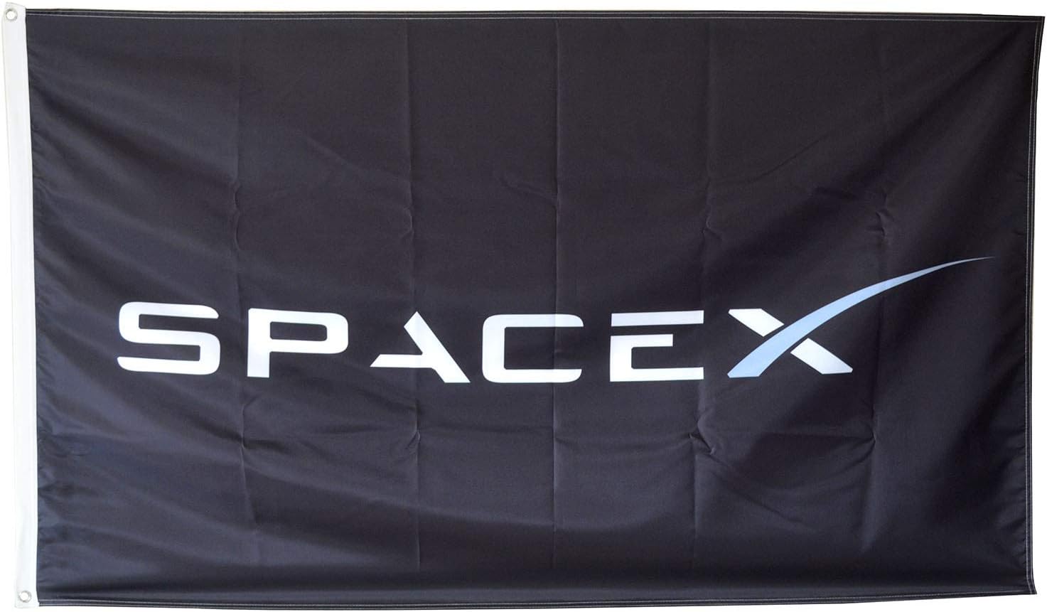 Dimike Spacex Black Flag Roadster Elon Musk Tesla Falcon Heavy 3x5ft Banner