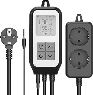 Digitaler Temperatur Regler, Digitaler Thermostat-Temperatur Regler für Tuya APP, Heizungs-Kühlsteuerungs-Timer für Gewächshaus-Kühlschrank-Aquarium, -22 (EU-Stecker 220–250 V)