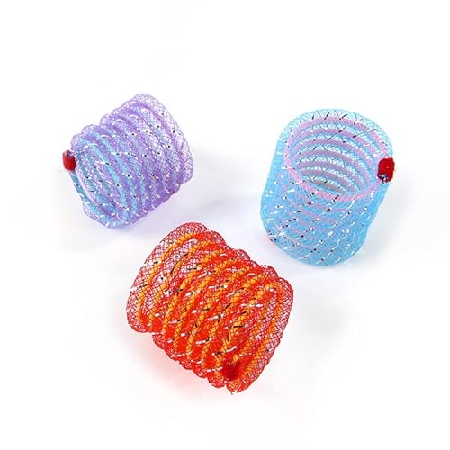 Brinquedo de mola para gatos em forma de mola dobrável livremente em forma de mola multicolorida bri